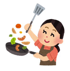 料理をするお母さん
