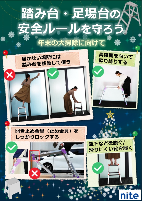 踏み台・足場台の安全ルールを守ろう