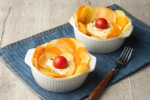 レンジで3分スライスポテトの花びらサラダ