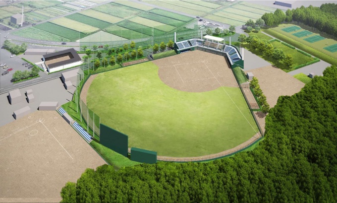 お倉ヶ浜野球場鳥瞰パース
